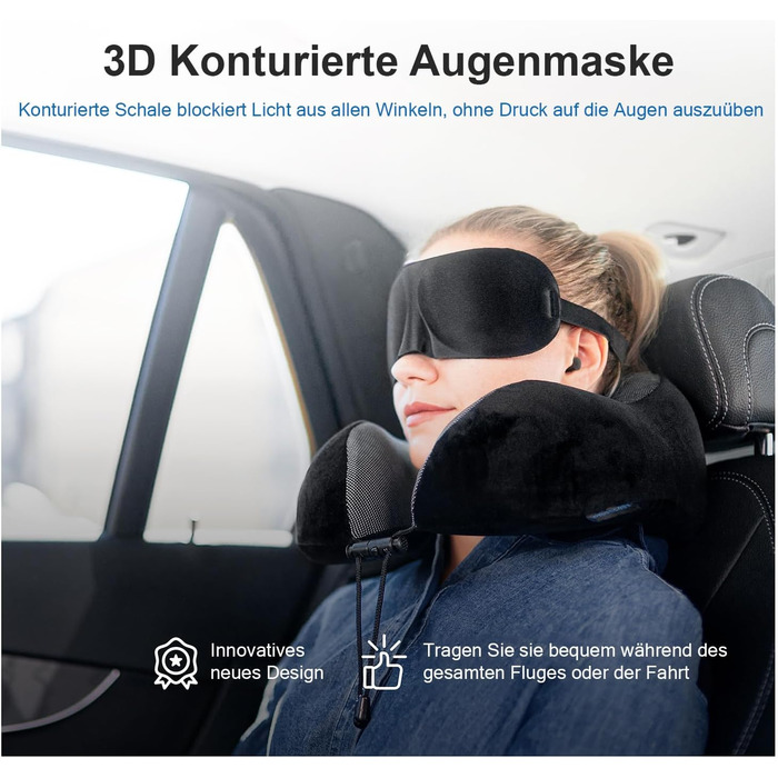 Набір для подорожей Proglobe: подушка для шиї, маска для сну, навушники, ковдра та сумка. 100% Memory Foam