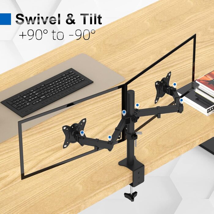 Підставка для монітора GRIFEMA Dual Arm - 2 монітори, 13-32 дюйми, регулювання висоти, поворот, VESA 75x75/100x100, до 9 кг