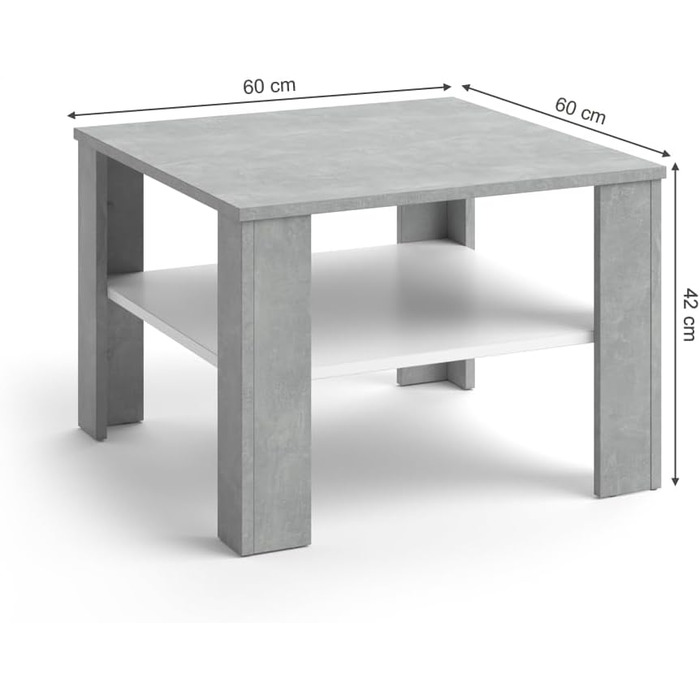 Журнальний столик Vicco Homer, 60 х 42 см (бетонний, 60х42х60 см)
