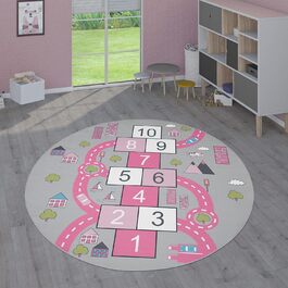 Килимок для дитячої кімнати Paco Home круглий 160 см рожевий