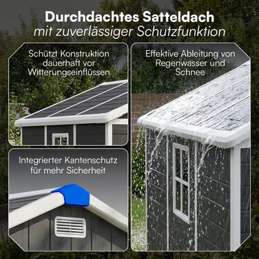 Сарай для інструментів STEELSØN Novara 192x92x151 см, пластиковий, з вікном, під дерево, темно-сірий - садовий будиночок, вологостійкий
