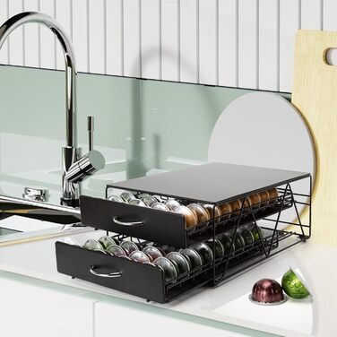 Тримач для капсул Nespresso Vertuo: органайзер для 80 капсул, металева висувна шухляда для кухні та офісу