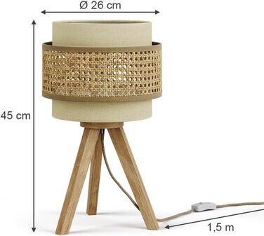 Стійка лампа Vicco Morten з ротангу, 26 x 45 см, для читання, кремового кольору