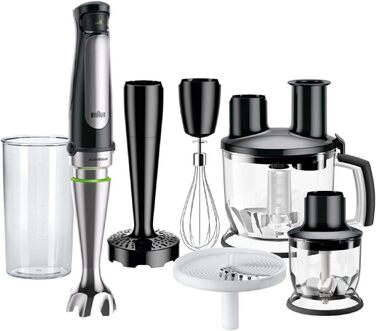 Блендер Braun MultiQuick 7 MQ 7087X, погружний, 1000 Вт, нержавіюча сталь, ActiveBlade, 5 насадок, чорний