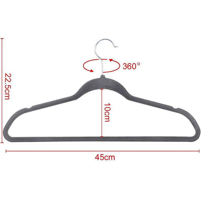 Плечики для одягу Yaheetech, 100 шт. - плечики для костюмів, ручки на 360°, неслизька поверхня, сірі