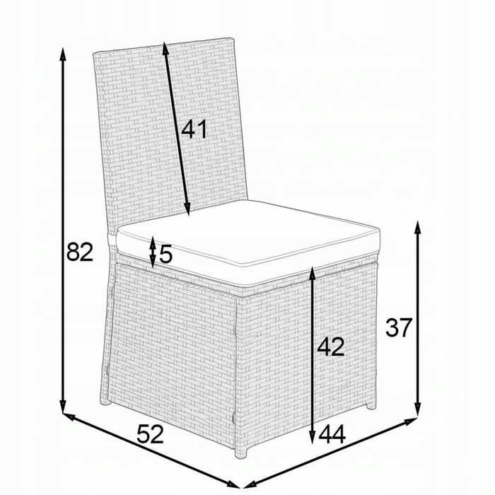 Комплект садових меблів із техноротанга EMWOmeble, сірий, 6 предметів