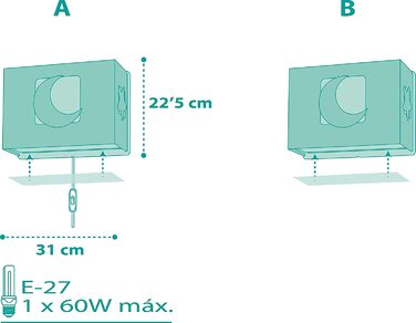 Настінна лампа для дітей Dalber, настінна лампа для дітей місяць і зірки Місячне світло (зелений)