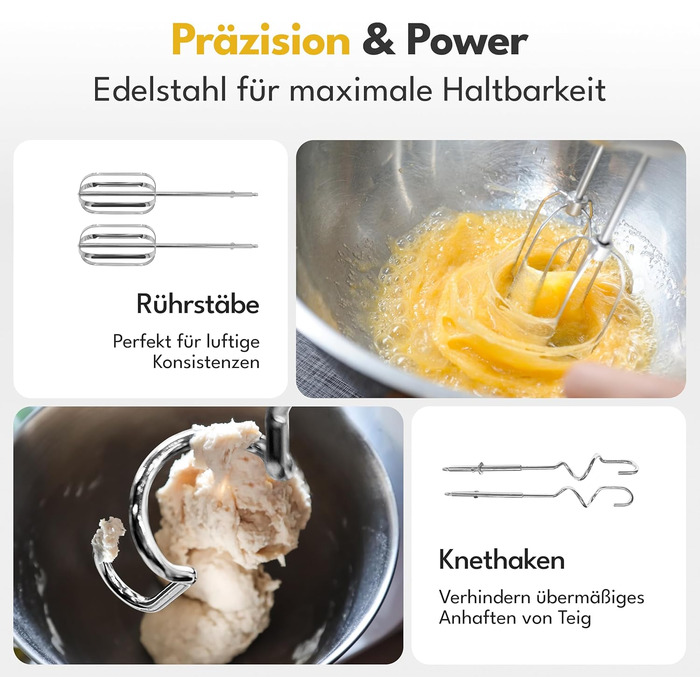 Електричний міксер LEBENLANG 400W з 5 швидкостями та турборежимом, підставка | Кухонний міксер