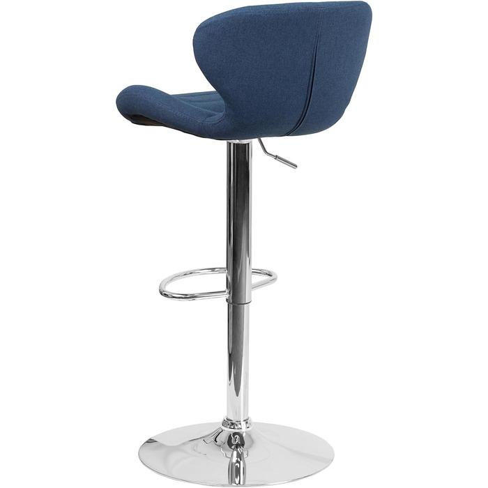 Барний стілець Flash Furniture Denville, тканинний, регульований по висоті, з вигнутою спинкою та хромованою основою, 2 шт., блакитний