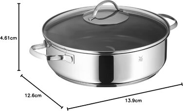 Сковорода для тушкування WMF Devil 28 см з кришкою, 5л, Cromargan нержавіюча сталь з покриттям, для духовки