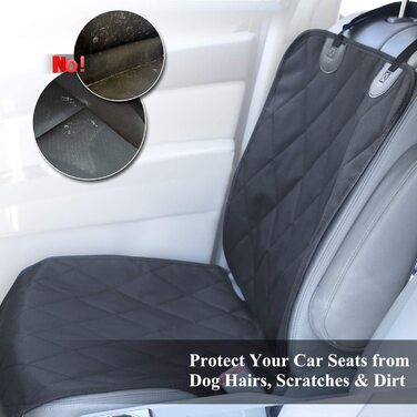 Переднє сидіння автомобіля VIVAGLORY для собак, стьобане, м'яке і міцне чохол для сидіння для собак, без відкидної кришки з нековзною задньою частиною для більшості автомобілів, чорний Стандарт S (ширина 51 см) Чорний