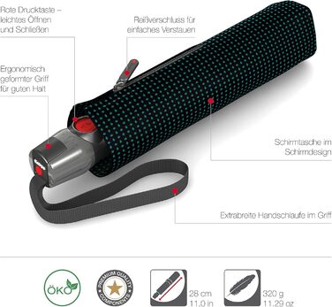 Складна парасолька Knirps T.200 Duomatic Відкривання-закривання Автоматичне Складне Штормозахисне Вітрозахисне Watson Aqua