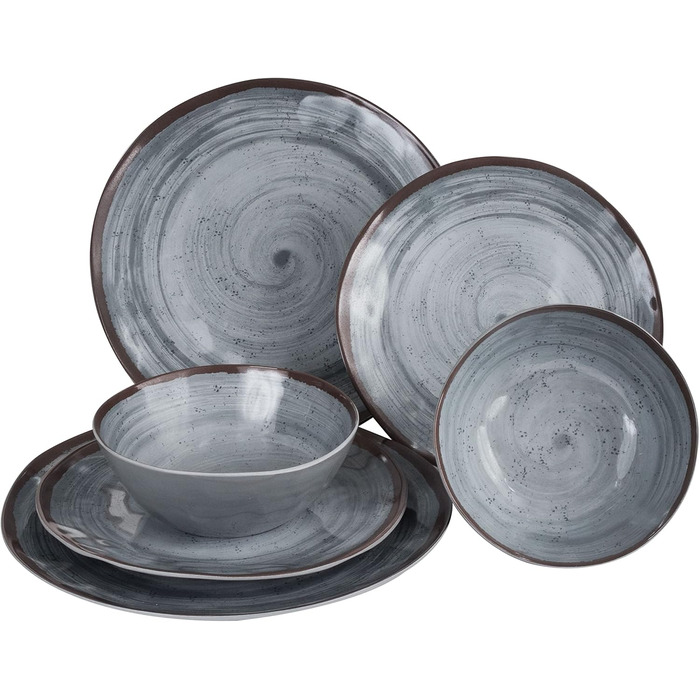 Набір посуду для кемпінгу Melamin на 2 особи сірий, 8 частин: тарілки та горнятка