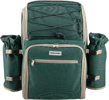 Рюкзак для пікніка Andora на 4 особи з інтегрованою сумкою-холодильником, зелений, з аксесуарами (29 шт)