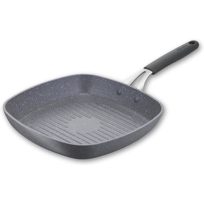 Гриль-пательня Lagostina Tempra Mineral з антипригарним покриттям, 26 см, сталь/алюміній, силіконовий ручка, ефект каменю, для всіх типів плит