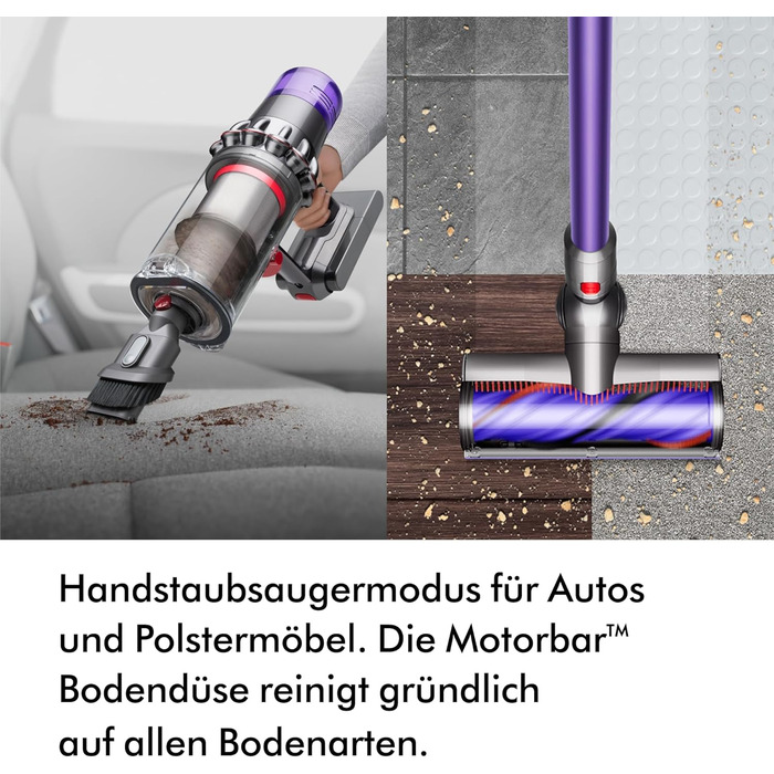 Бездротовий пилосос Dyson V11 Advanced: 200 Airwatt, 60 хвилин роботи, технологія видалення шерсті, для підлоги та рук (Nickel/Violett)