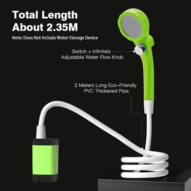 Набір для душу на кемпінг Green 6000mAh з цифровим дисплеєм та регулюванням, для дому та подорожей