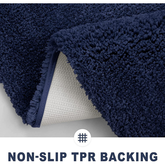 Набір килимків для ванної кімнати Homaxy, 2 шт. - нековзний, м'який, з високим ворсом, мікрофібра, 60 x 120 см, темно-синій