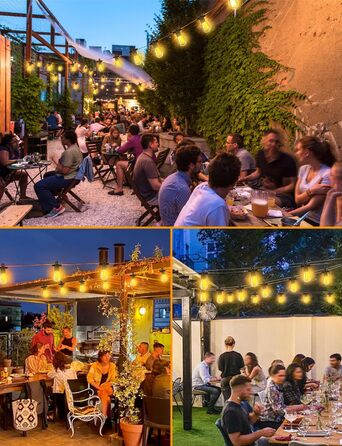 LED гірлянда для зовнішнього використання 30м з пультом, S14, 100FT, IP65, 30+2 лампочки, тепле світло 2700K, для саду, тераси, балкону, двору