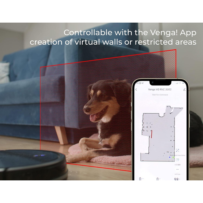 Робот-пилосос VG RVC 3002 BK: лазерна навігація, керування через додаток, чорний колір