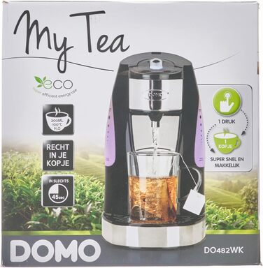 Чайник Domo DO482WK My Teakettle, Пластик, 1,5 літра, Нержавіюча сталь, Білий 1,5 літра Чорний