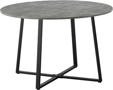 Стіл обідній DUBI Möbel NOA, круглий 110x110 см, для кухні/їдальні, індустріальний дизайн, колір бетону, 11216-US-BETO