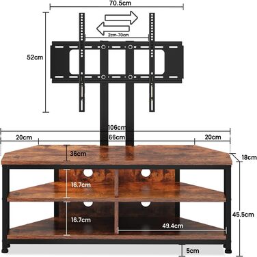 Тумба під ТВ Dripex з LED-підсвічуванням, кутова, 106x45.5x36 см, коричнева