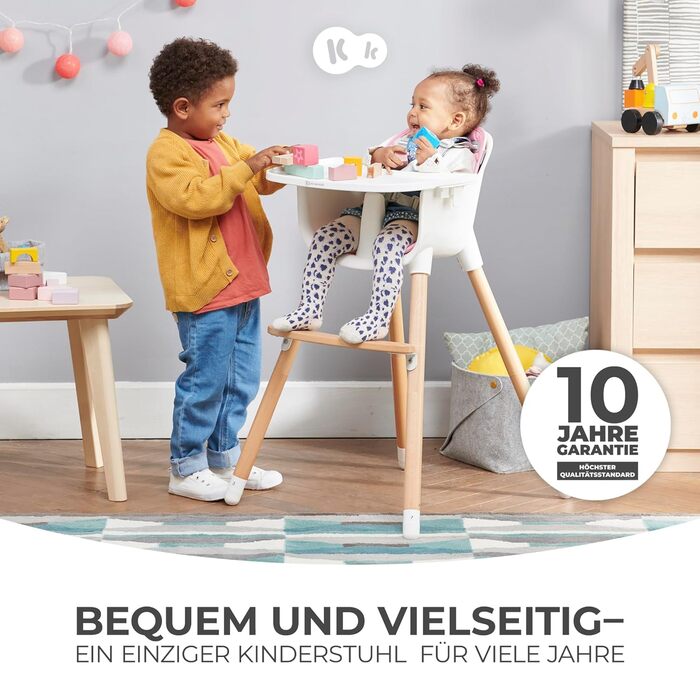 Дитячий стільчик Kinderkraft Sienna 2 в 1 сірого кольору, від 6 місяців до 4 років