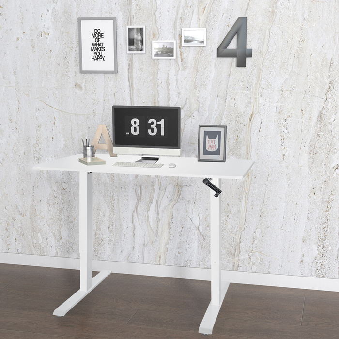 Робочий стіл STAND CR 120 x 60 з ручним регулюванням висоти, білий, hjh OFFICE