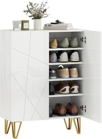 Шафа для взуття HOMCOM з 2 дверцятами, 3 регульовані полиці, на 15-20 пар взуття, 72 x 31,5 x 95 см, білий