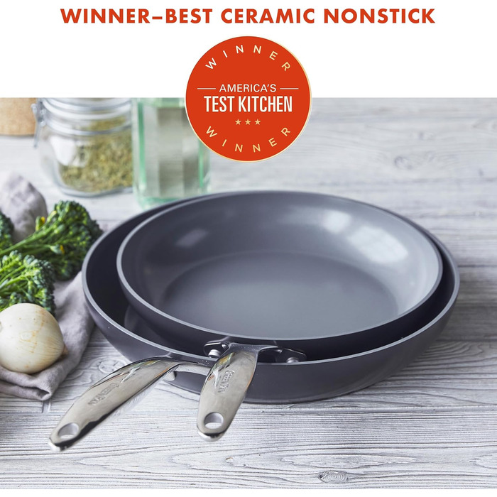 Набір сковорідок GreenPan Valencia Pro з антипригарним покриттям Hartelox, 26 см та 30 см, не містить PFAS, з нержавіючою ручкою, для індукційних плит, безпечний для здоров'я