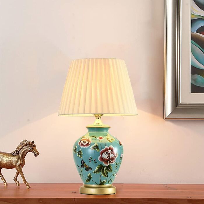 Керамічна настільна лампа Mengjay: нічник, лампа для читання, декор, білий/блакитний