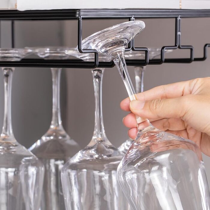 Тримач для келихів FIAMER – 2 шт. (3 ряди, чорний) – для кухні, бару, ресторану