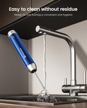 Електричний піногасник для молока Maestri House з регулюванням швидкості, знімний металевий вінчик, для лате та капучино (Металевий блакитний)