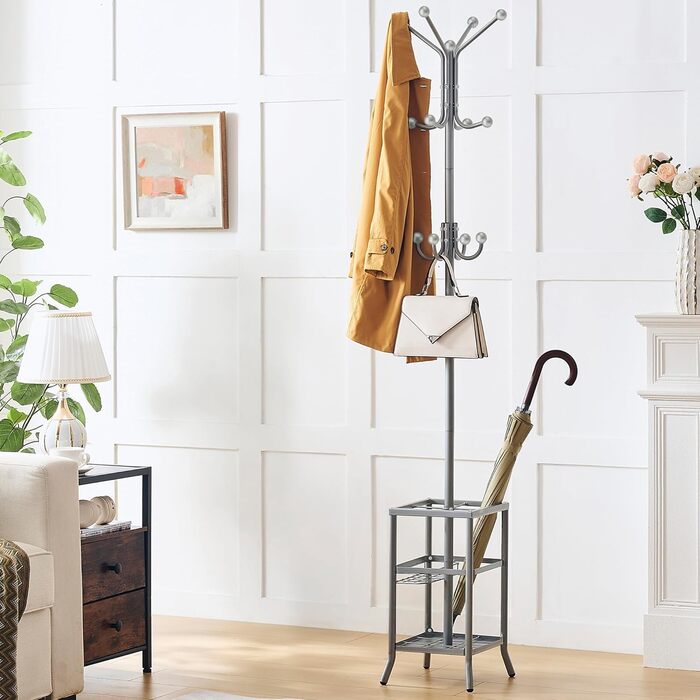 Вішалка для одягу FAVOOOSTY з підставкою для парасольки, 12 гачків, стійка, вішалка для пальто, для вітальні, спальні, срігау