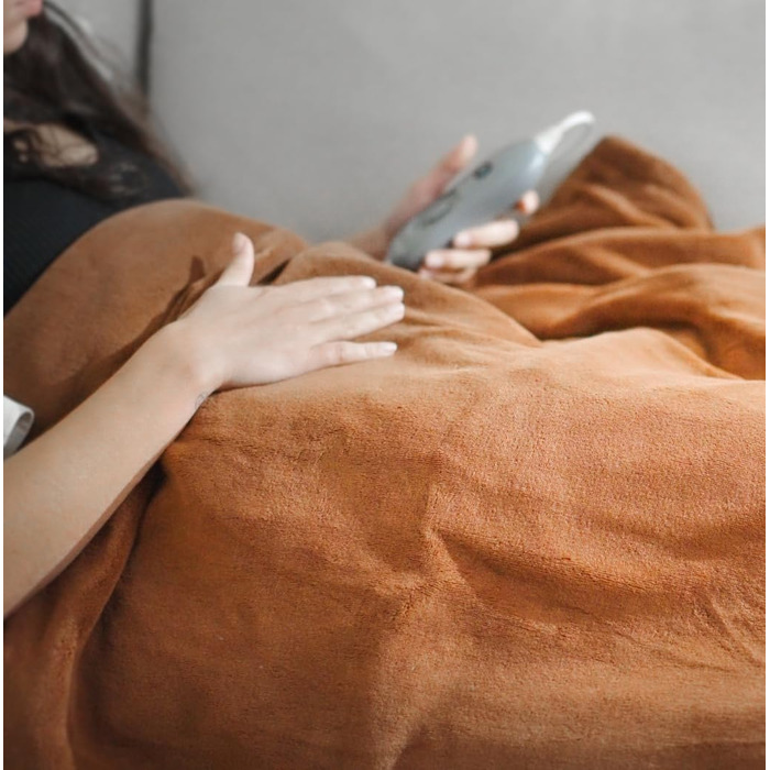 Електрична ковдра ECO-DE ECODE 180x130 см з пультом, 3 режими нагріву, автовимкнення 180 хв (шоколадний)
