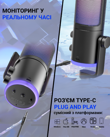 Мікрофон динамічний Fifine AM8PROTW USB/XLR White