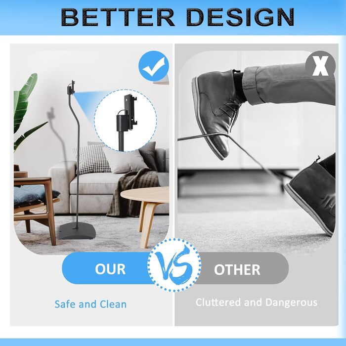 Регульовані підставки для акустики: комплект з 2 шт., висота до 140 см, для сателітів до 5 кг, інтегроване кабельне управління (сумісні з Bose UFS-20 серія II)