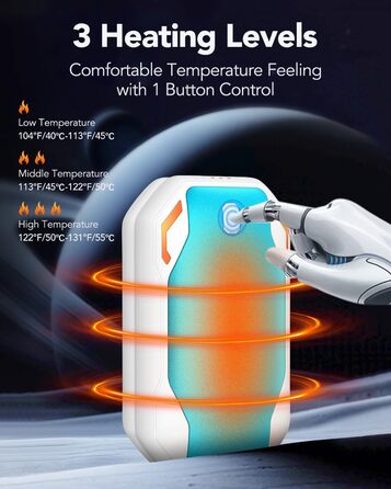 Електричні грілки для рук PHEJIE 2 шт. з 3 режимами нагріву, портативні, для активного відпочинку, кемпінгу, гольфу, подарунок для жінок та чоловіків (синьо-білі)