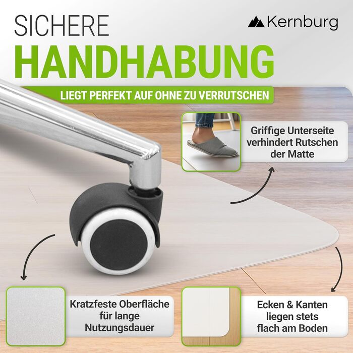 Килимок під офісне крісло – прозора підкладка для ламінату, паркету та плитки – антиковзаюча, з шумоізоляцією, для дому та офісу (90 x 120 см)