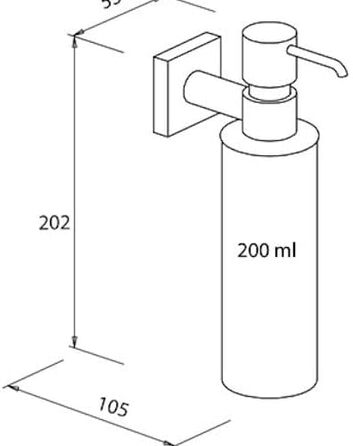 Дозатор рідкого мила BRAVAT Quaruna, нержавіюча сталь, хром, 105 x 55 x 202