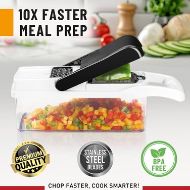 Багатофункціональний набір для нарізки овочів 25-в-1: слайсер, спіралайзер, нарізчик, шинкувальник, з контейнером, з нержавіючої сталі