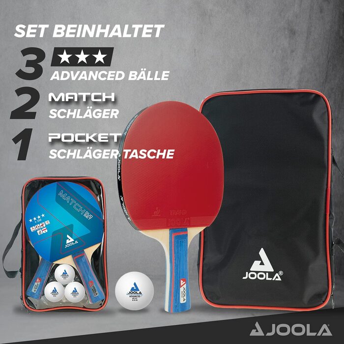 Набір для настільного тенісу Joola 54820 Duo, що складається з 2 ракеток для настільного тенісу 3 м'ячів для настільного тенісу 1 сумка для зберігання і 44322 унісекс-турнір для дорослих 40 м'ячів для настільного тенісу, білих, одного розміру