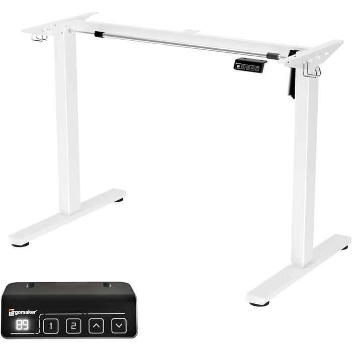 Електричний регульований стіл Ergomaker з пам'яттю та плавним запуском/зупинкою, телескопічний, одномоторний, білий