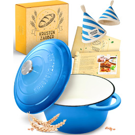 Форма для випікання хліба з чавуну з кришкою Krustenzauber - 28 см, 4.7л, блакитна