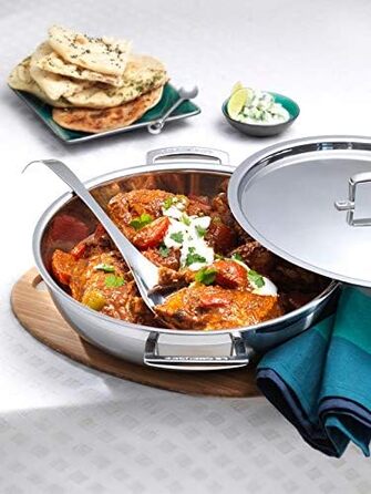 Сковорода Le Creuset Pro з кришкою, 26 см, нержавіюча сталь, для всіх типів плит, включаючи індукцію та духовку, срібна