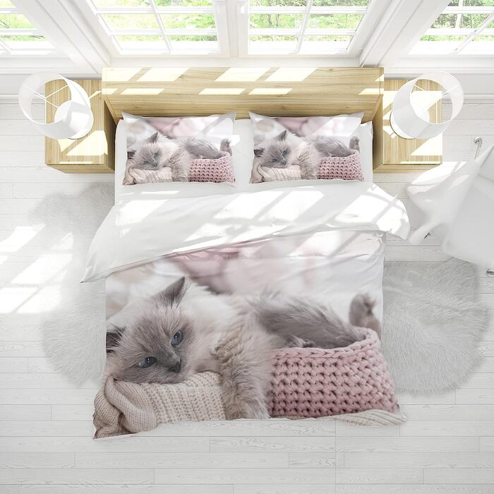Комплект постільної білизни з зображенням кішки Джеффеля, постільна білизна Для малюків, підодіяльник з малюнком кішки, 3D підодіяльник для домашніх тварин, підодіяльник і наволочка (для кішок-5, 200 х 200 см)