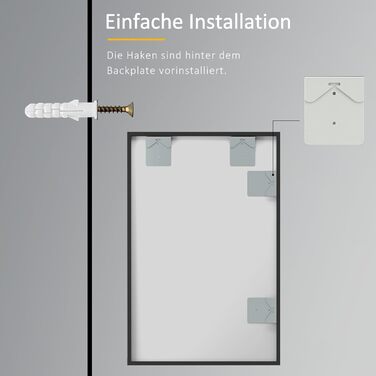 Дзеркало настінне/підлогове Spiegel 40x160 см з рамою, повноекранне, для спальні, вітальні, ванної кімнати, прямокутне, алюмінієва рама (чорний)