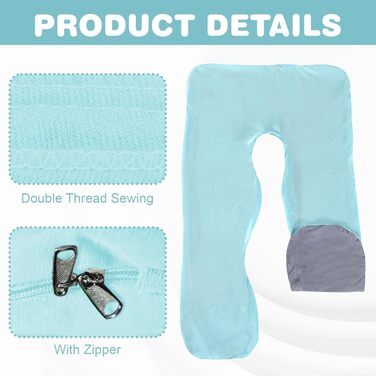 Наволочка на U-подібну подушку для вагітних та годування, бавовняний знімний чохол для подушки для тіла, 140 x 80 см (світло-блакитний + сірий)