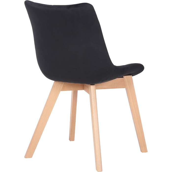 Набір з 2-х обідніх стільців Passaic з велюру, ергономічно м'яко оббиті та з прострочкою, з захистом для підлоги, витримують до 150 кг, колір: чорний